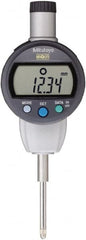 Mitutoyo - Electronic Drop Indicators; Maximum Measurement (Inch): 1 ; Maximum Measurement (mm): 25.4 ; Resolution (Decimal Inch): 0.0005 ; Resolution (mm): 0.01 ; Back Type: Flat ; Unit of Measure: Metric - Exact Tool & Supply