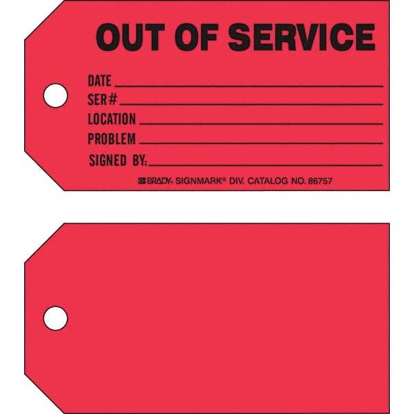 Brady - Safety & Facility Tags Message Type: Safety Tag Header: OUT OF SERVICE - Exact Tool & Supply