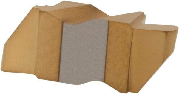 Hertel - 3031IR Grade HC335, 1.57mm Cutting Width Carbide Grooving Insert - 3.18mm Max Depth of Cut, Right Hand, 0.031" Corner Radius, TiN Finish - Exact Tool & Supply