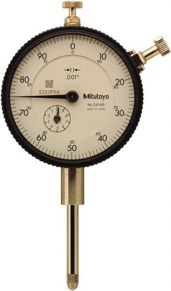 Mitutoyo - 1" Range, 0-100 Dial Reading, 0.001" Graduation Dial Drop Indicator - 57mm Dial, 0.1" Range per Revolution, 0.002" Accuracy, Includes NIST Traceability Certification - Exact Tool & Supply