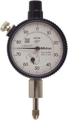 Mitutoyo - 0.025" Range, 0-100 Dial Reading, 0.001" Graduation Dial Drop Indicator - 40mm Dial, 0.1" Range per Revolution, 0.0001" Accuracy, Includes NIST Traceability Certification - Exact Tool & Supply