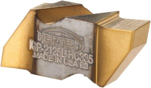 Hertel - 2125IGP Grade HC335, 3.18mm Cutting Width Carbide Grooving Insert - 2.79mm Max Depth of Cut, Left Hand, TiN Finish - Exact Tool & Supply
