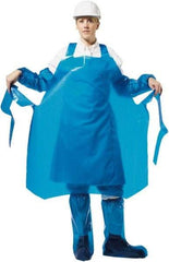 PolyConversions - 35" Wide x 55" Long x 6 mil Thick Chemical Resistant Bib Apron - Polyolefin, Blue, Waterproof, Resists Chemicals, Fats, Oils, Dry Particles, Liquid Splashes - Exact Tool & Supply