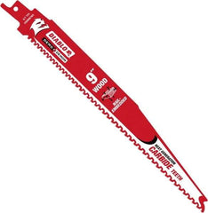 Freud - 9" Long x 0.87" Thick, Bi-Metal Reciprocating Saw Blade - Straight Profile, 6 TPI, Toothed Edge, Universal Shank - Exact Tool & Supply