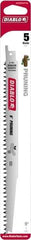 Freud - 9" Long x 3/4" Thick, Bi-Metal Reciprocating Saw Blade - Straight Profile, 5 TPI, Toothed Edge, Universal Shank - Exact Tool & Supply