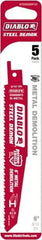 Freud - 6" Long x 0.87" Thick, Bi-Metal Reciprocating Saw Blade - Tapered Profile, 8 to 10 TPI, Toothed Edge, Universal Shank - Exact Tool & Supply
