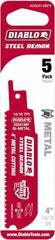 Freud - 4" Long x 1" Thick, Bi-Metal Reciprocating Saw Blade - Straight Profile, 14 to 18 TPI, Toothed Edge, Universal Shank - Exact Tool & Supply