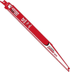 Freud - 12" Long x 0.87" Thick, Bi-Metal Reciprocating Saw Blade - Tapered Profile, 6 TPI, Toothed Edge, Universal Shank - Exact Tool & Supply
