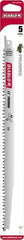 Freud - 12" Long x 3/4" Thick, Bi-Metal Reciprocating Saw Blade - Tapered Profile, 5 TPI, Toothed Edge, Universal Shank - Exact Tool & Supply