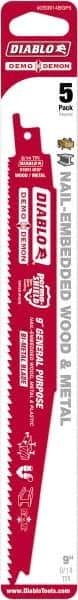 Freud - 9" Long x 0.98" Thick, Bi-Metal Reciprocating Saw Blade - Straight Profile, 8 to 14 TPI, Toothed Edge, Universal Shank - Exact Tool & Supply