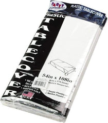 Tablemate Products - Table Set Rectangular Table Cover, Heavyweight Plastic, 54 x 108, White, 6/Pack - Exact Tool & Supply