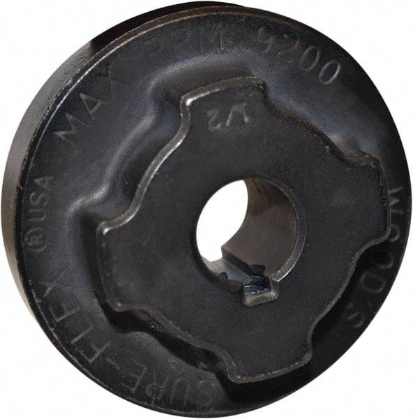 TB Wood's - 1/2" Max Bore Diam, 1/8" x 1/16" Keyway Width x Depth, 2-1/16" Hub, 3 Flexible Coupling Flange - 2-1/16" OD, 51/64" OAL, Sintered Steel, Type J - Exact Tool & Supply