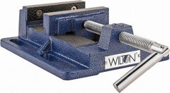 Wilton - 4-1/2" Jaw Opening Capacity x 1-1/2" Throat Depth, Horizontal Drill Press Vise - 4" Wide x 1-1/2" High Jaw, Stationary Base, Standard Speed, 7" OAL x 2.4" Overall Height, Steel - Exact Tool & Supply