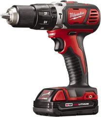 Milwaukee Tool - 18 Volt 1/2" Keyless Chuck Cordless Hammer Drill - 0 to 28,800 BPM, 0 to 1,800 RPM, Reversible - Exact Tool & Supply