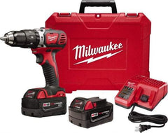 Milwaukee Tool - 18 Volt 1/2" Keyless Chuck Cordless Hammer Drill - 0 to 28,800 BPM, 0 to 1,800 RPM, Reversible - Exact Tool & Supply