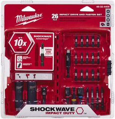 Milwaukee Tool - 26 Piece, Screwdriver Power Bit Set - #1 to #3 Phillips, 1/4 to 9/16" Hex, T20 to T30 Torx - Exact Tool & Supply