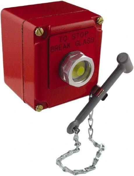 Schneider Electric - 1 Operator, Projecting Pushbutton Control Station - To Stop Break Glass (Legend), NO/NC Contact, NEMA 13, 3, 4 - Exact Tool & Supply