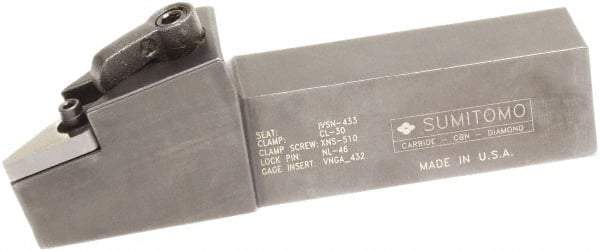 Sumitomo - MVJN, Right Hand Cut, -3° Lead Angle, 1" Shank Height x 1" Shank Width, Negative Rake Indexable Turning Toolholder - 6" OAL, VNMG 332 Insert Compatibility, Series Multi-Option - Exact Tool & Supply