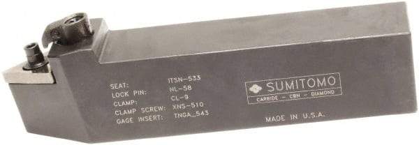 Sumitomo - MTEN, Neutral Cut, 30° Lead Angle, 5/8" Shank Height x 5/8" Shank Width, Negative Rake Indexable Turning Toolholder - 4-1/2" OAL, TNMG 32 Insert Compatibility, Series Multi-Option - Exact Tool & Supply