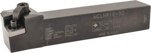 Sumitomo - MCLN, Right Hand Cut, -5° Lead Angle, 1" Shank Height x 1" Shank Width, Negative Rake Indexable Turning Toolholder - 6" OAL, CNMG 543 Insert Compatibility, Series Multi-Option - Exact Tool & Supply