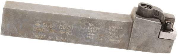 Sumitomo - MCRN, Left Hand Cut, 15° Lead Angle, 3/4" Shank Height x 3/4" Shank Width, Positive Rake Indexable Turning Toolholder - 4-1/2" OAL, CNMG 432 Insert Compatibility, Series Multi-Option - Exact Tool & Supply