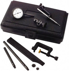 TESA Brown & Sharpe - 8 Piece, 0mm to 0.2mm Measuring Range, 38mm Dial Diam, 0-100 Dial Reading, White Dial Test Indicator Kit - 12.7mm Contact Point Length, 0.001mm Dial Graduation - Exact Tool & Supply