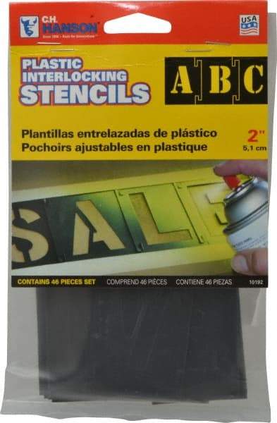 C.H. Hanson - 2 Inch Characters, PVC Plastic Stencil Set - 46 Pieces - Exact Tool & Supply