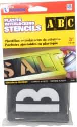 C.H. Hanson - 3 Inch Characters, PVC Plastic Stencil Set - 46 Pieces - Exact Tool & Supply