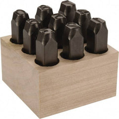 C.H. Hanson - 9 Piece, 1/2" Character Steel Stamp Set - Figures, Standard - Exact Tool & Supply