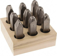 C.H. Hanson - 9 Piece, 1/2" Character Steel Stamp Set - Figures, Heavy Duty - Exact Tool & Supply