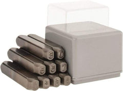 C.H. Hanson - 9 Piece, 3/16" Character Steel Stamp Set - Figures, Reverse - Exact Tool & Supply