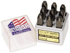 C.H. Hanson - 9 Piece, 3/16" Character Steel Stamp Set - Figures, Low Stress Round Face Full - Exact Tool & Supply
