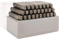 C.H. Hanson - 27 Piece, 1/4" Character Steel Stamp Set - Letters, Low Stress Round Face Dot - Exact Tool & Supply