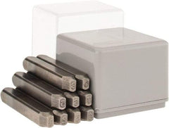 C.H. Hanson - 9 Piece, 1/8" Character Steel Stamp Set - Figures, Low Stress Round Face Dot - Exact Tool & Supply