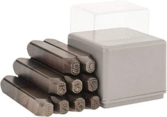 C.H. Hanson - 9 Piece, 1/4" Character Steel Stamp Set - Figures, Low Stress Round Face Dot - Exact Tool & Supply