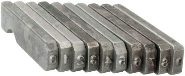 C.H. Hanson - 10 Piece, 1/16 Inch Character, Steel Type Set - 10 Character Capacity, 0-9 Content - Exact Tool & Supply