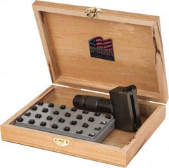 C.H. Hanson - 51 Piece, 1/8 Inch Character, Steel Type Set - 15 Character Capacity, Letter Set A-Z, Number Set 0-9, Dash, 3 Blank Spacers, Ea of 1-9, A, E and Wood Box with Plastic Insert - Exact Tool & Supply