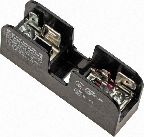 Ferraz Shawmut - 1 Pole, 10 to 14 AWG, 600 VAC/VDC, 30 Amp, DIN Rail Mount, Screw Mount Fuse Block - 13/32 Inch Diameter x 1-1/2 Inch Fuse Length, 3.04 Inch Long x 0.85 Inch Wide x 1.31 Inch High Block - Exact Tool & Supply
