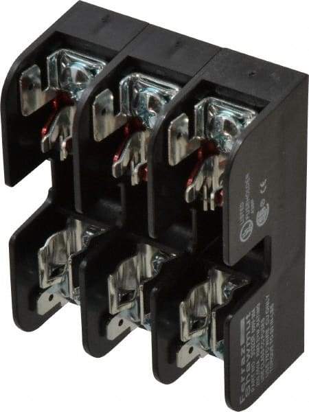 Ferraz Shawmut - 3 Pole, 10 to 14 AWG, 600 VAC/VDC, 30 Amp, DIN Rail Mount, Screw Mount Fuse Block - 13/32 Inch Diameter x 1-1/2 Inch Fuse Length, 3.04 Inch Long x 2.35 Inch Wide x 1.31 Inch High Block - Exact Tool & Supply