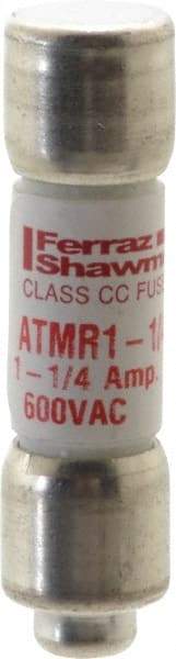 Ferraz Shawmut - 600 VAC/VDC, 1.25 Amp, Fast-Acting General Purpose Fuse - Clip Mount, 1-1/2" OAL, 100 at DC, 200 at AC kA Rating, 13/32" Diam - Exact Tool & Supply