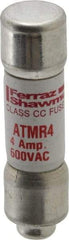 Ferraz Shawmut - 600 VAC/VDC, 4 Amp, Fast-Acting General Purpose Fuse - Clip Mount, 1-1/2" OAL, 100 at DC, 200 at AC kA Rating, 13/32" Diam - Exact Tool & Supply