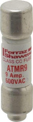 Ferraz Shawmut - 600 VAC/VDC, 9 Amp, Fast-Acting General Purpose Fuse - Clip Mount, 1-1/2" OAL, 100 at DC, 200 at AC kA Rating, 13/32" Diam - Exact Tool & Supply