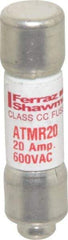 Ferraz Shawmut - 600 VAC/VDC, 20 Amp, Fast-Acting General Purpose Fuse - Clip Mount, 1-1/2" OAL, 100 at DC, 200 at AC kA Rating, 13/32" Diam - Exact Tool & Supply