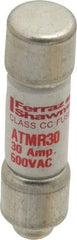 Ferraz Shawmut - 600 VAC/VDC, 30 Amp, Fast-Acting General Purpose Fuse - Clip Mount, 1-1/2" OAL, 100 at DC, 200 at AC kA Rating, 13/32" Diam - Exact Tool & Supply