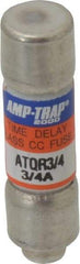 Ferraz Shawmut - 300 VDC, 600 VAC, 0.75 Amp, Time Delay General Purpose Fuse - Clip Mount, 1-1/2" OAL, 100 at DC, 200 at AC kA Rating, 13/32" Diam - Exact Tool & Supply