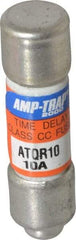 Ferraz Shawmut - 300 VDC, 600 VAC, 10 Amp, Time Delay General Purpose Fuse - Clip Mount, 1-1/2" OAL, 100 at DC, 200 at AC kA Rating, 13/32" Diam - Exact Tool & Supply