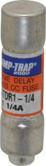 Ferraz Shawmut - 300 VDC, 600 VAC, 1.25 Amp, Time Delay General Purpose Fuse - Clip Mount, 1-1/2" OAL, 100 at DC, 200 at AC kA Rating, 13/32" Diam - Exact Tool & Supply