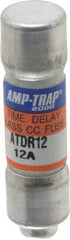 Ferraz Shawmut - 300 VDC, 600 VAC, 12 Amp, Time Delay General Purpose Fuse - Clip Mount, 1-1/2" OAL, 100 at DC, 200 at AC kA Rating, 13/32" Diam - Exact Tool & Supply