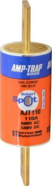 Ferraz Shawmut - 500 VDC, 600 VAC, 110 Amp, Time Delay General Purpose Fuse - Clip Mount, 5-3/4" OAL, 100 at DC, 200 at AC, 300 (Self-Certified) kA Rating, 1-5/8" Diam - Exact Tool & Supply