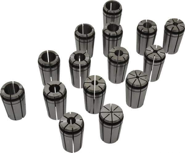 Centaur - 15 Piece, 1/8" to 1" Capacity, Single Angle Collet Set - Series TG/PG 100 - Exact Tool & Supply